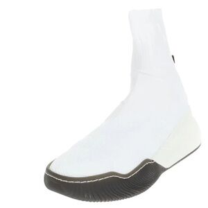 Stella McCartney White High-Top Sock Sneaker with Black Sole